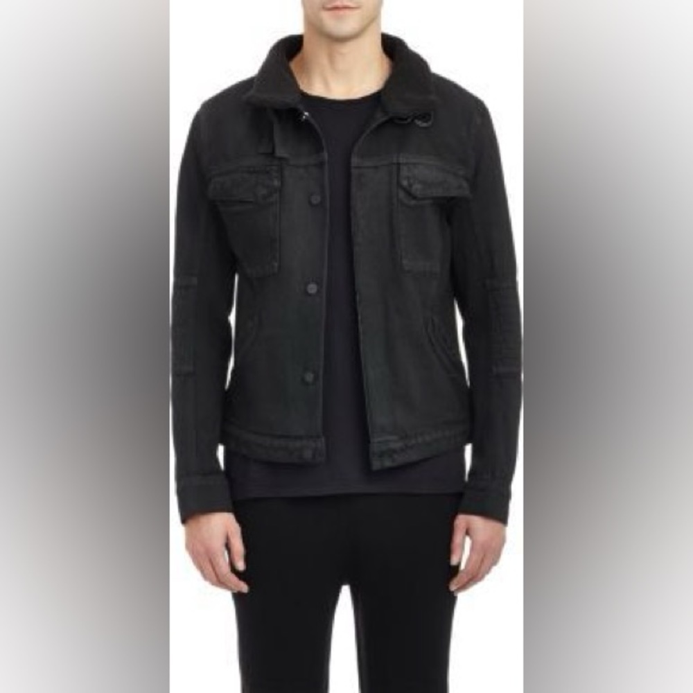 Helmut Lang Faux Sherpa Collar Denim Jacket - Black size XS
